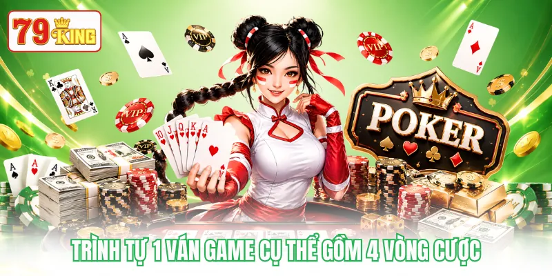 Trình tự 1 ván game cụ thể gồm 4 vòng cược